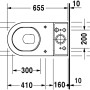 Maßzeichnung Duravit Starck 3 Stand-WC, 65,5 cm, Tiefspüler, waagerechter Abgang.
