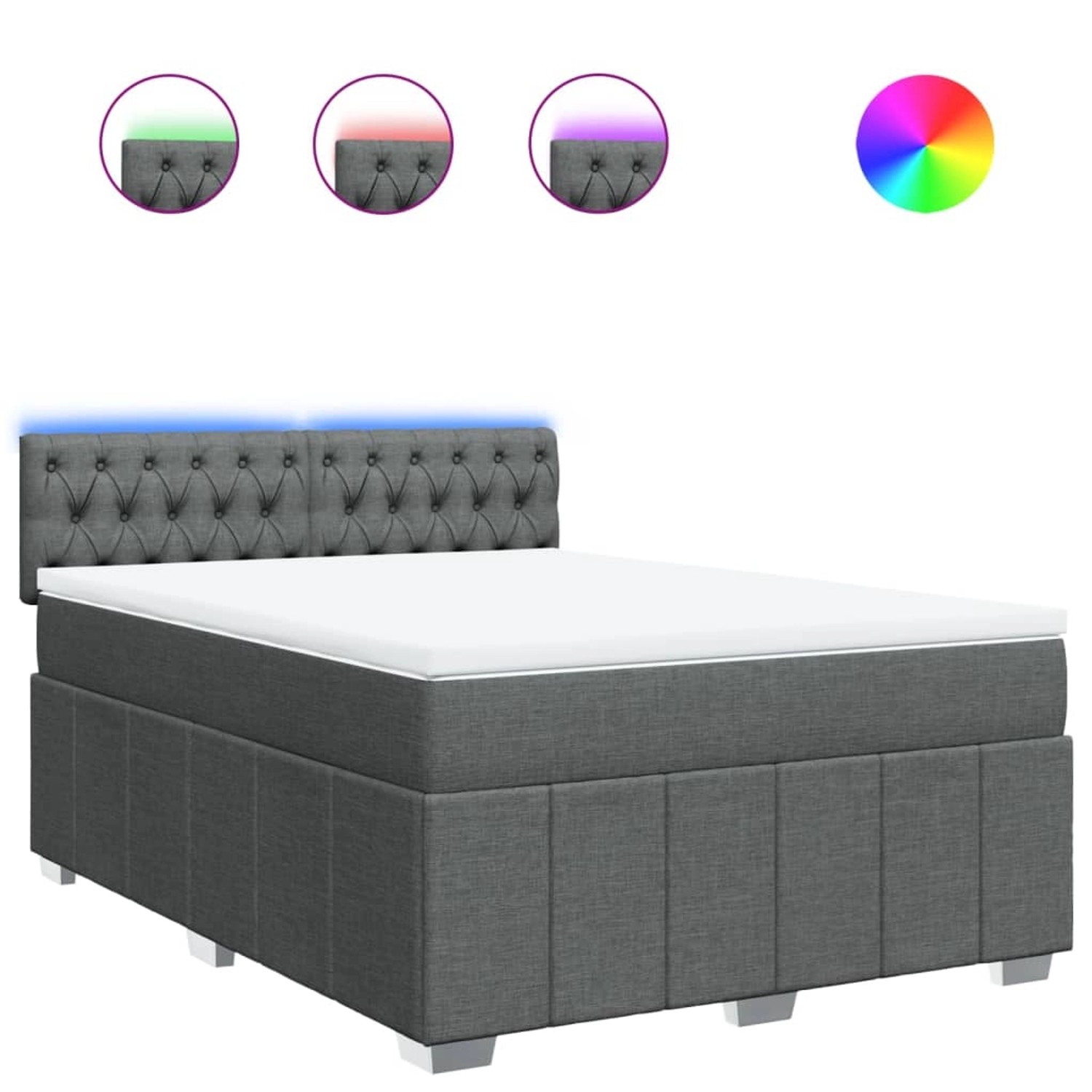 vidaXL Boxspringbett mit Matratze Dunkelgrau 160x200 cm Stoff 3289427 günstig online kaufen