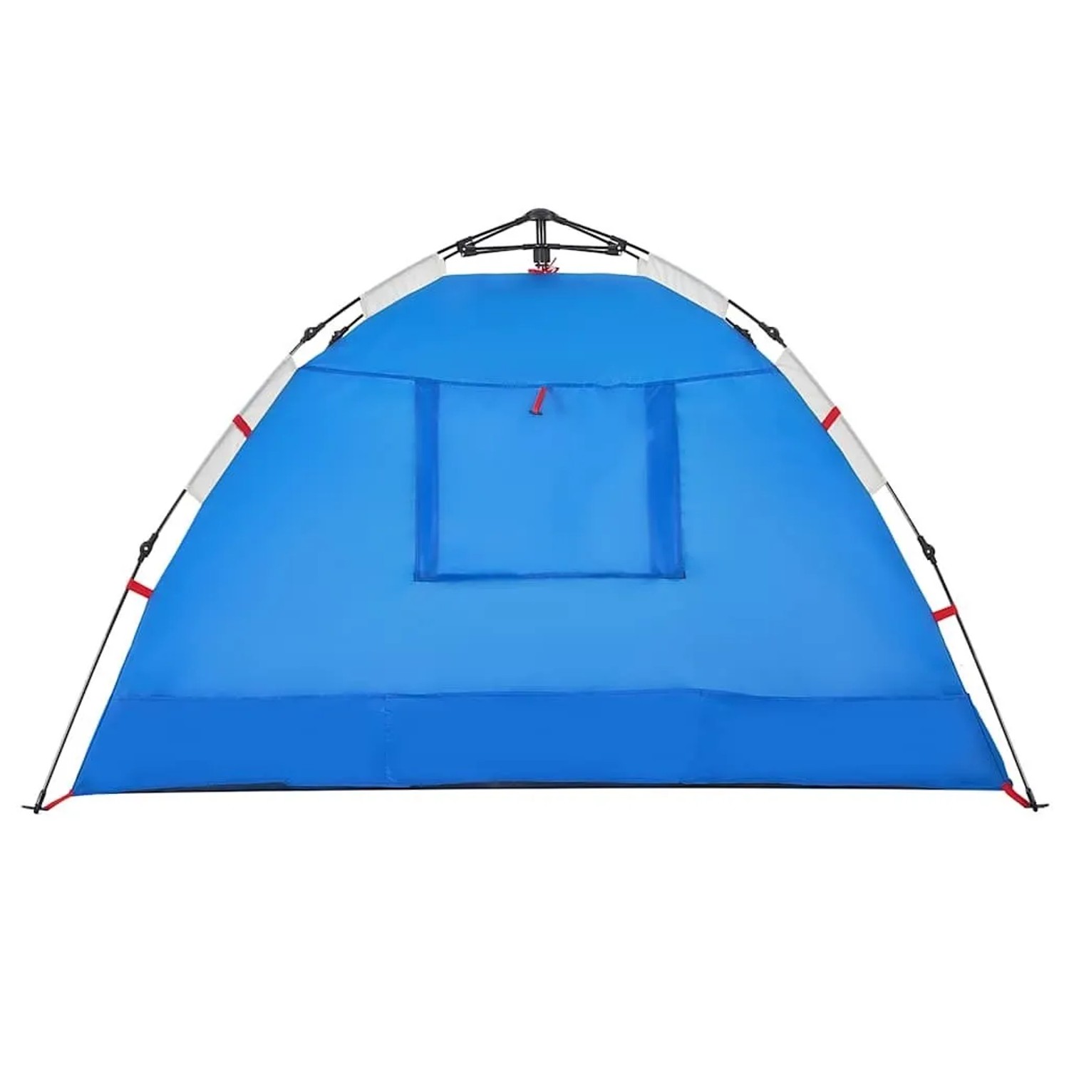 Blaues vidaXL Strandzelt für 2 Personen mit Fenster und Quick-Release-System.