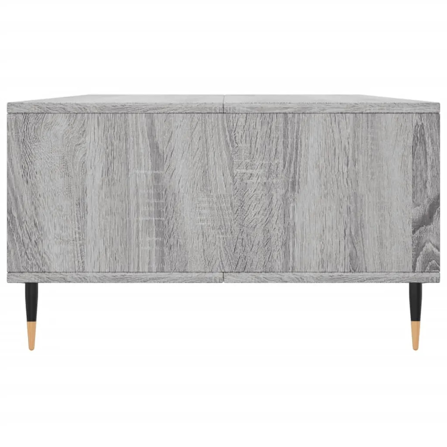 vidaXL Couchtisch Grau Sonoma, 104x60 cm, aus Holzwerkstoff mit Fächern und schwarzen Füßen.