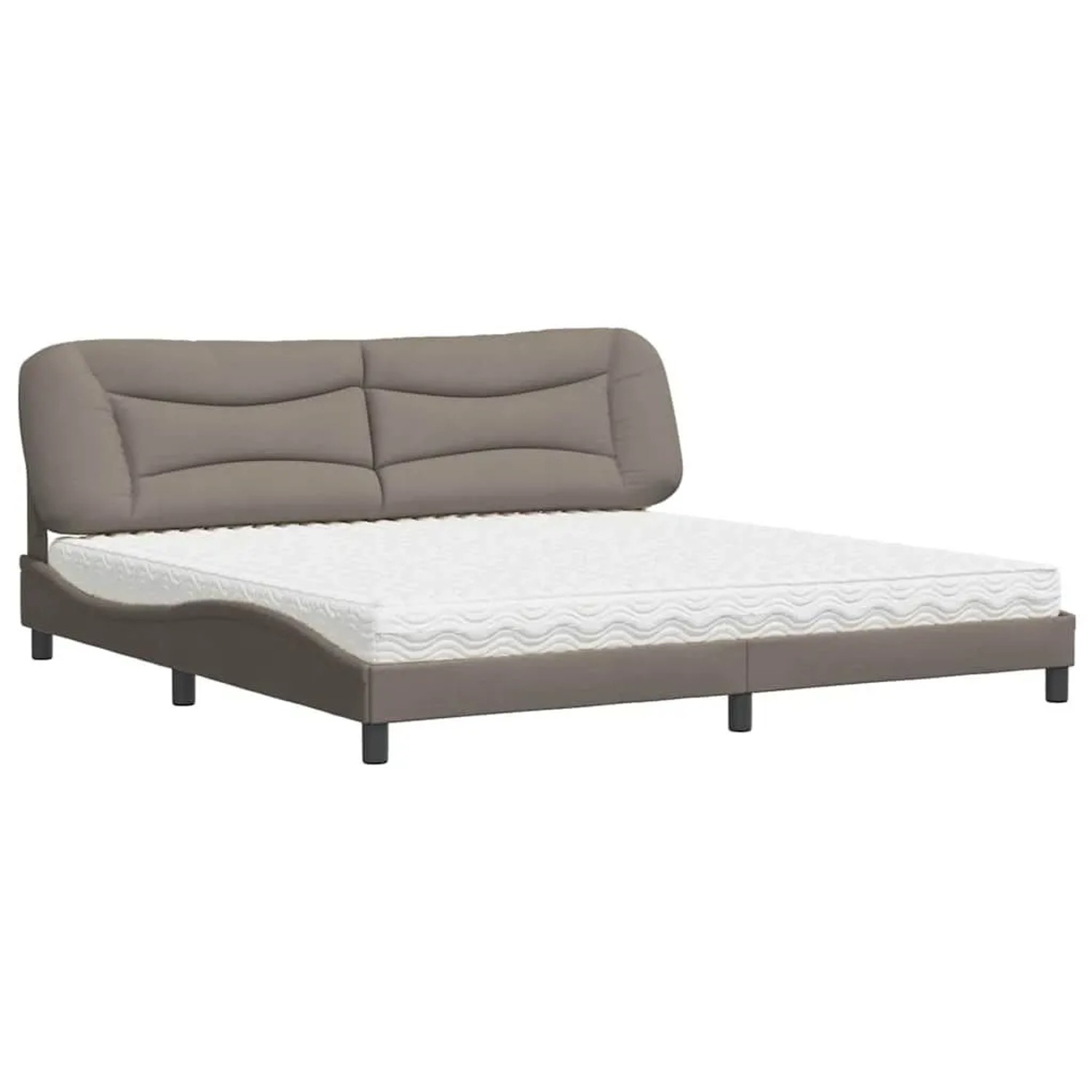 vidaXL Bett mit Matratze Hvar Taupe 200x200 cm Stoff 3208559