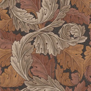 William Morris Acanthus Vliestapete in Blau mit detailreichem Blätter-Design.