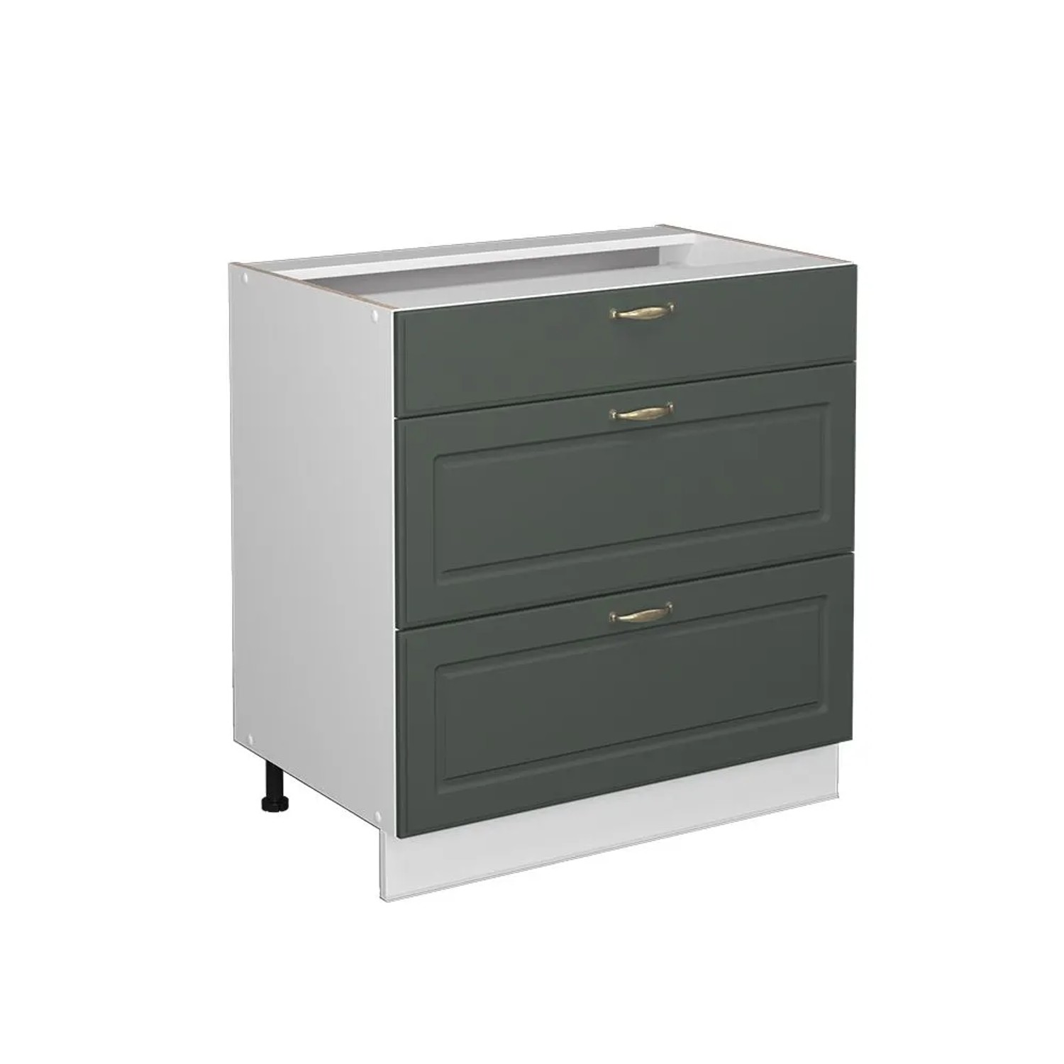 Vicco Küchenunterschrank Fame-Line Grün-Gold Landhaus Weiß 80 cm mit 3 Schubladen ohne Arbeitsplatte