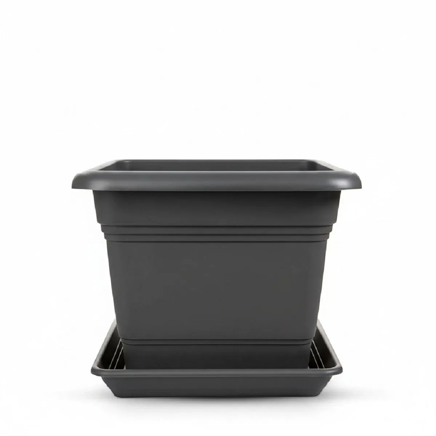 2Friends Pflanzkübel 40 x 40 cm Anthrazit mit Untersetzer 2er Set