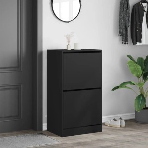 Schwarzer vidaXL Schuhschrank mit 2 Klappen im Flur.