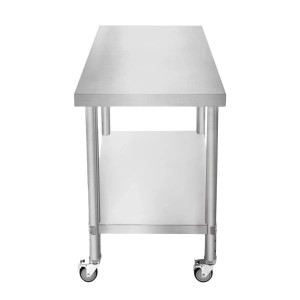 Monstershop Edelstahl Arbeitstisch 60x90x86cm mit Rollen und verstellbarem Regal.