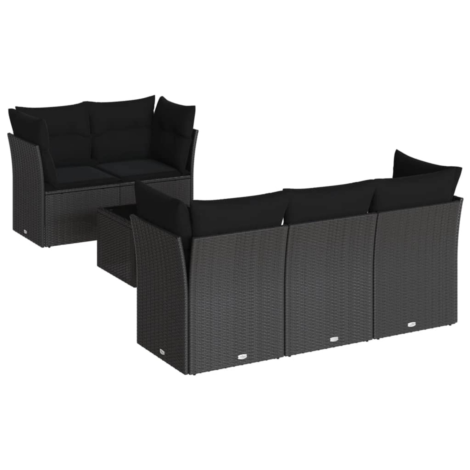 vidaXL 6-tlg Garten-Sofagarnitur mit Kissen Schwarz Poly Rattan Modell 27 günstig online kaufen