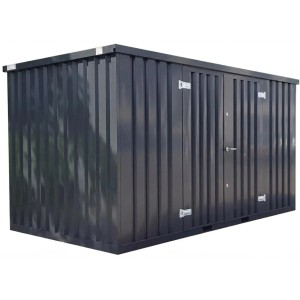 LagercontainerXXL 3m Lagercontainer mit Doppeltür auf der Langen Seite RAL7021 Schwarzgrau 2,95x2,14x2,09