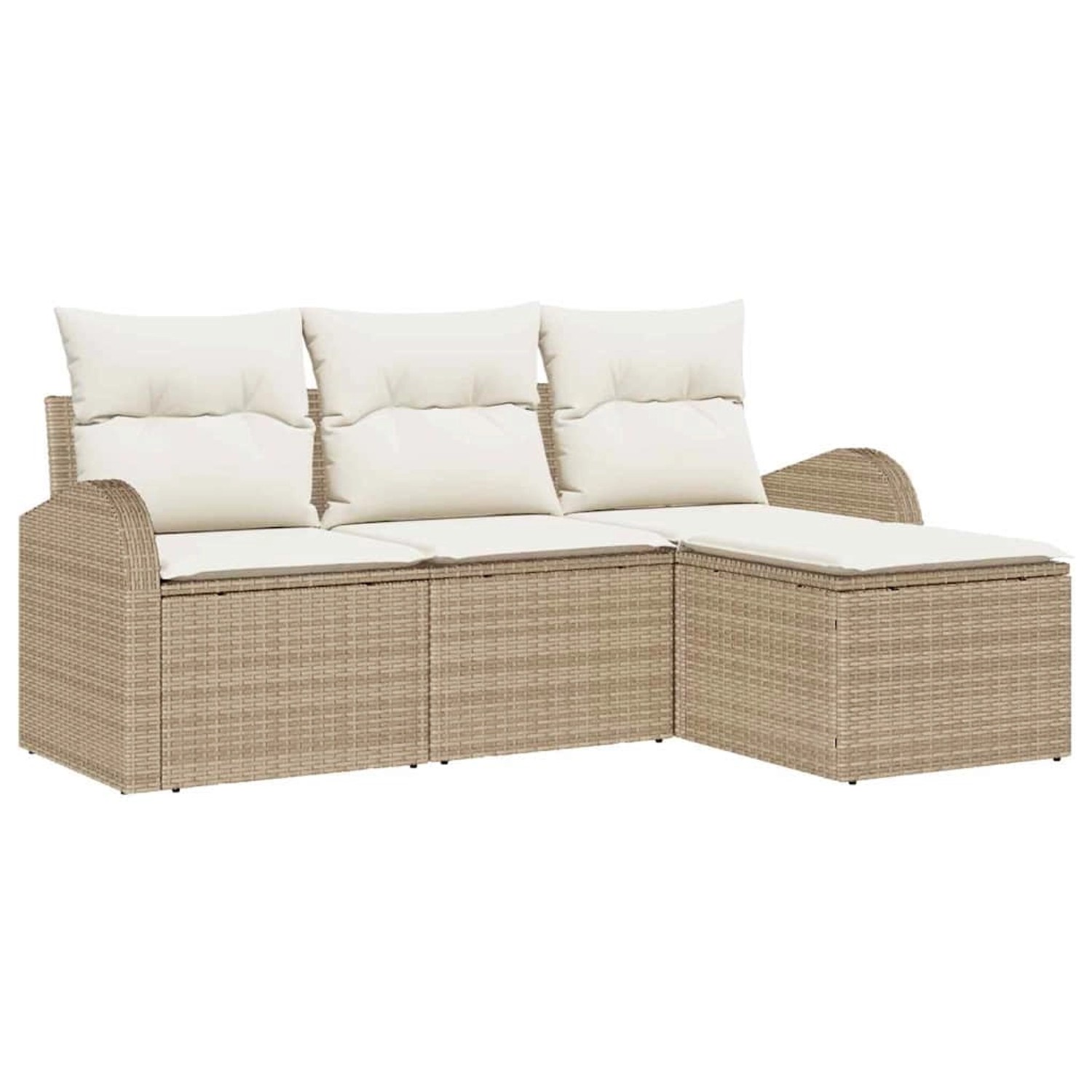 vidaXL Garten-Sofa-Set mit Kissen 4-Tlg Beige Poly Rattan 3345991 günstig online kaufen