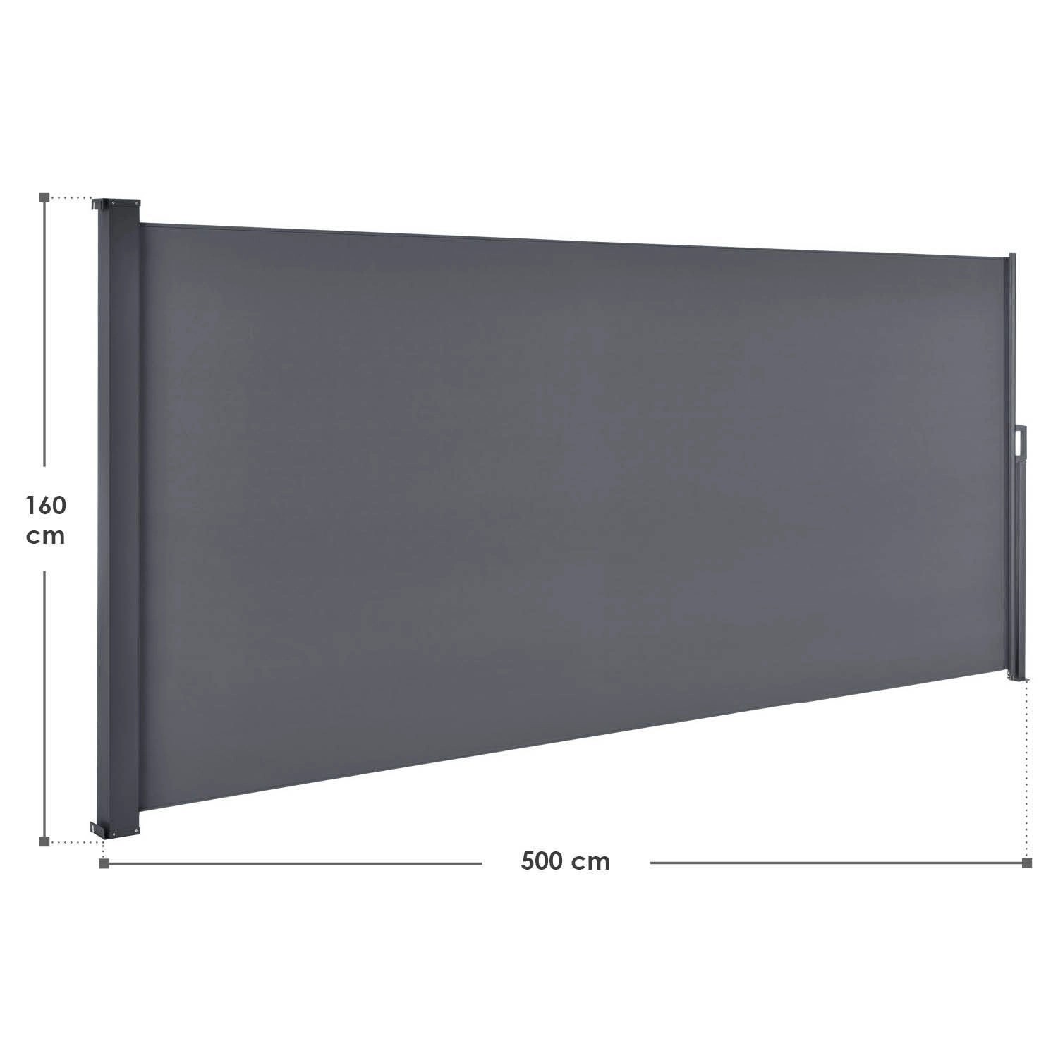 Juskys Seitenmarkise Dubai, 500x160 cm, dunkelgrau, für Balkon & Terrasse als Sicht- und Windschutz.
