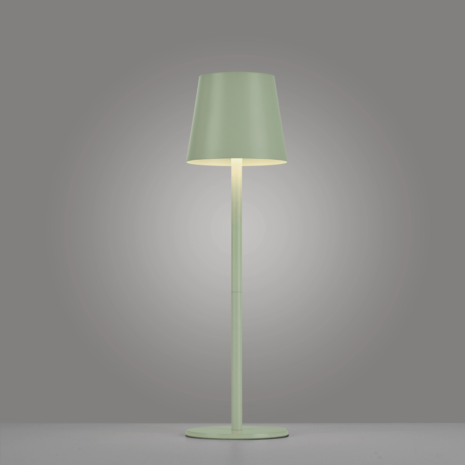 Grüne LED-Akku-Tischleuchte Euria von Just Light, 37 cm hoch, für Innen und Außen.