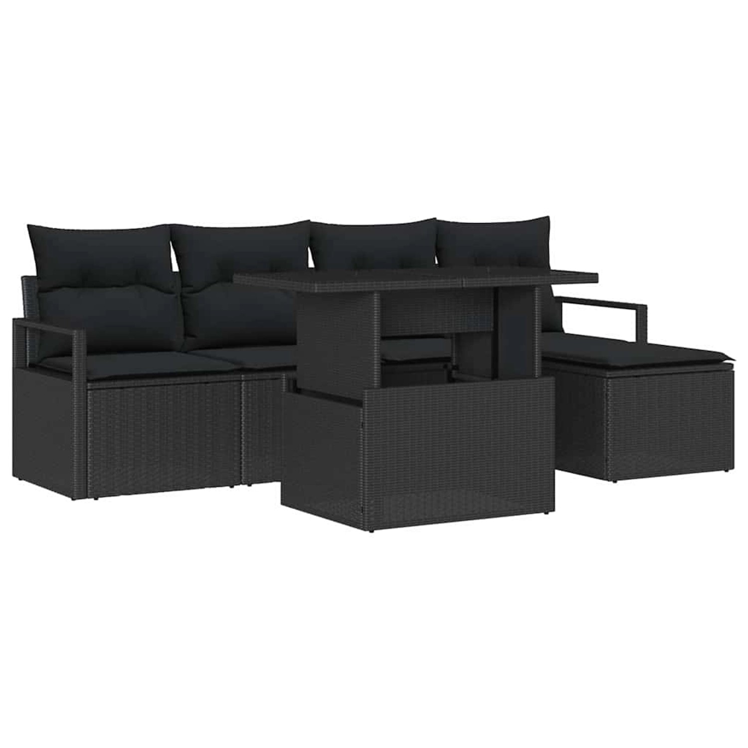 vidaXL Garten-Sofa-Set mit Speicher 6-Tlg Schwarz Poly Rattan 3357546 günstig online kaufen