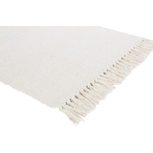 Weißer OBI Baumwollteppich (50x80 cm) mit Fransen, aus 100% Baumwolle.