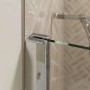 Detailaufnahme: Breuer Elana 2.0 Seitenwand, eckige Profile, Alu-Chrom, Glasdetail.