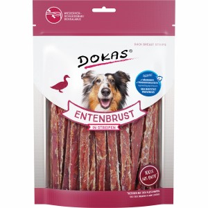 Dokas Entenbrust Streifen, 250g, Hunde-Kaustreifen aus 100% Ente, luftgetrocknet.