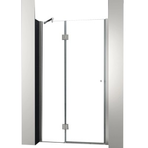 Glasdeals Nischentür ENTRARO 120x195cm: Rahmenlose Duschtür aus Klarglas mit Alu-Profilen.
