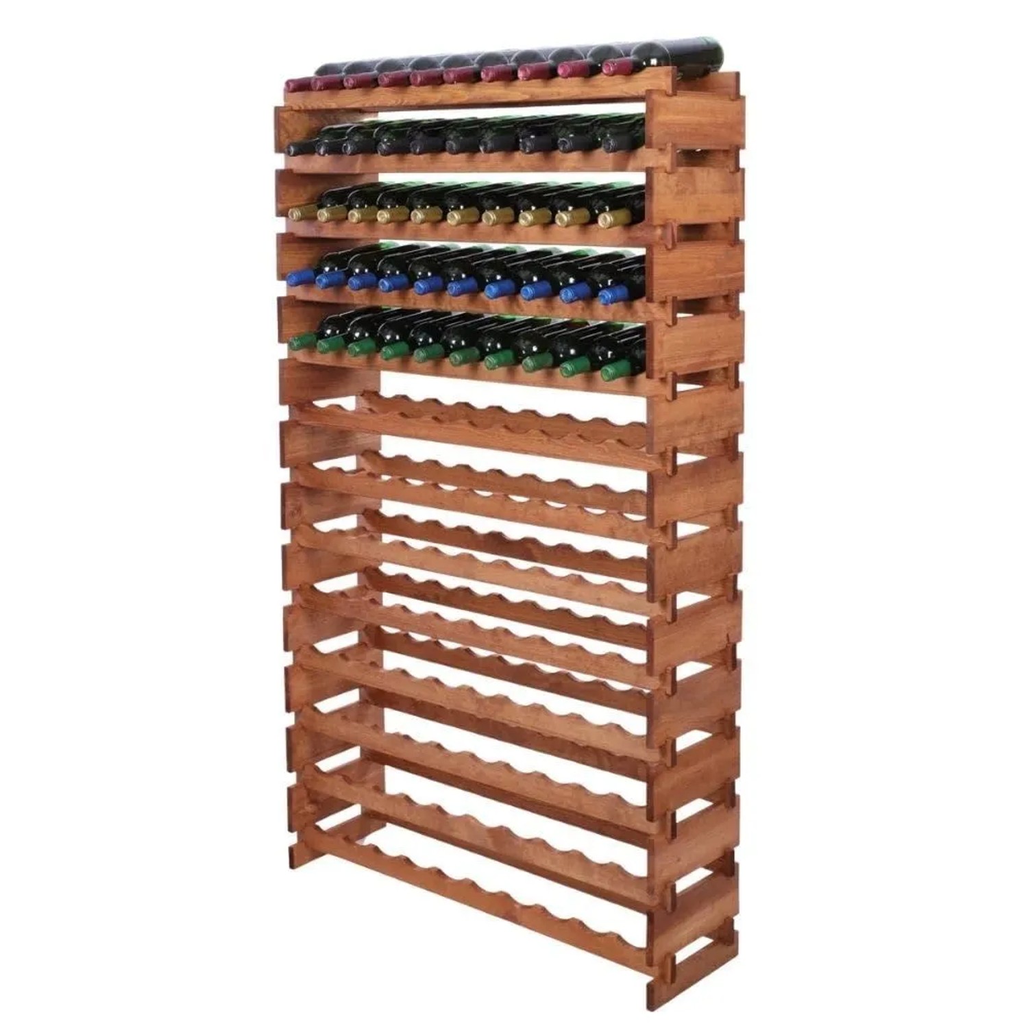 PROREGAL Weinregal VINOTECA FLEX PRO HxBxT 177x103x28cm 130 Flaschen Auf 13 Ebene Massives Kiefernholz Braun Geölt