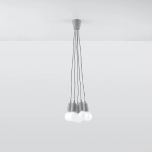 Graue Sollux Lighting Hängeleuchte Diego 5 mit fünf Leuchten für Lampen & Leuchten.