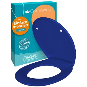 Calmwaters WC Sitz Premium Blau Absenkautomatik Made In EU 250 kg Antibakteriell Abnehmbar Duroplast 26LP6226