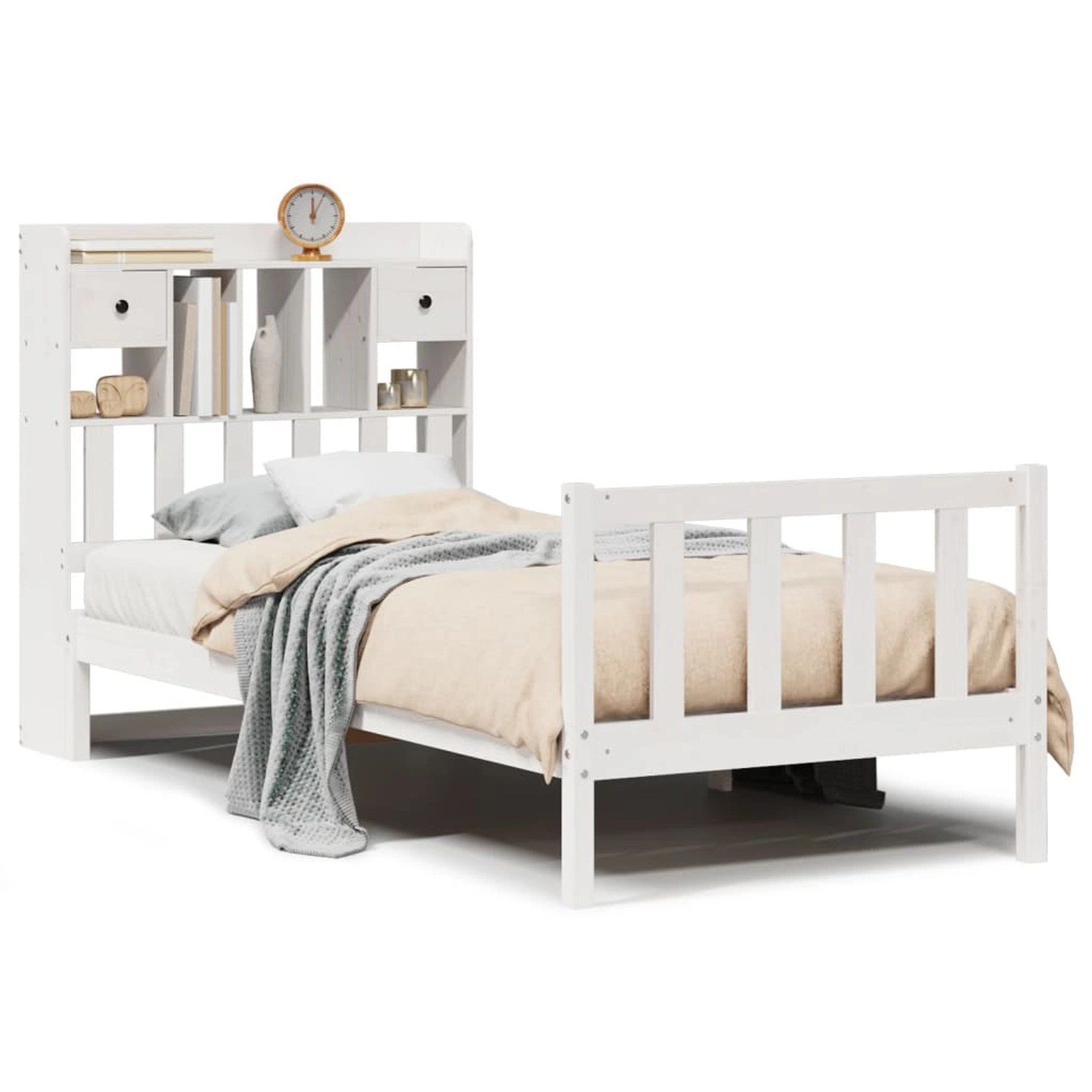 vidaXL Massivholzbett mit Regal ohne Matratze Weiß 90x190 cm Kiefer 3321730 günstig online kaufen