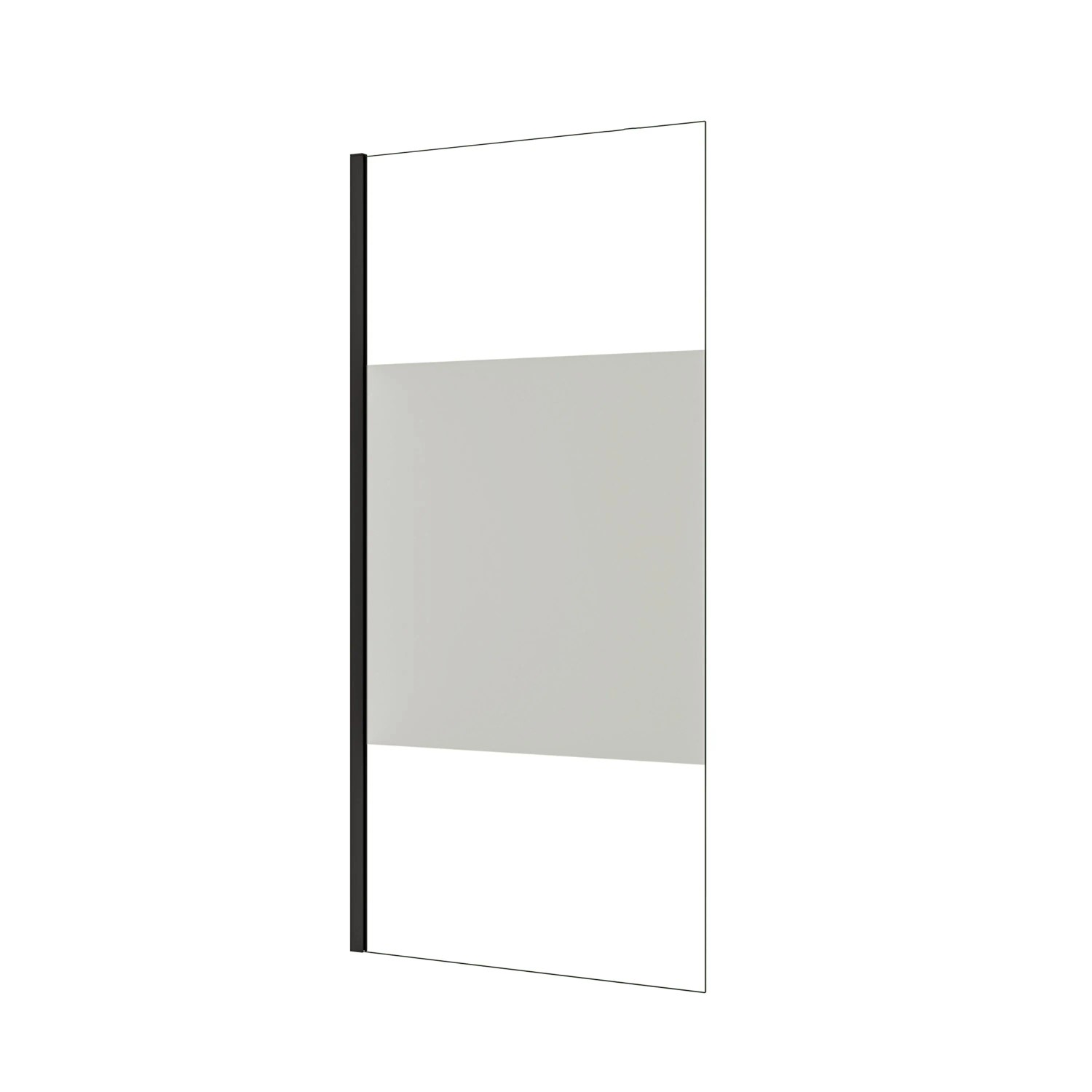 AICA Walk‑in Duschwand Mattschwarz B.100 x H.200cm Milchglasstreifen Duschabtrennung 10mm Nano ESG-Glas Schwarzrahmen Duschkabinen