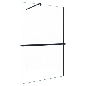 AICA Walk In Duschwand 80x200cm, schwarzer Rahmen, 8mm ESG-Glas mit Regal und Handtuchhalter.