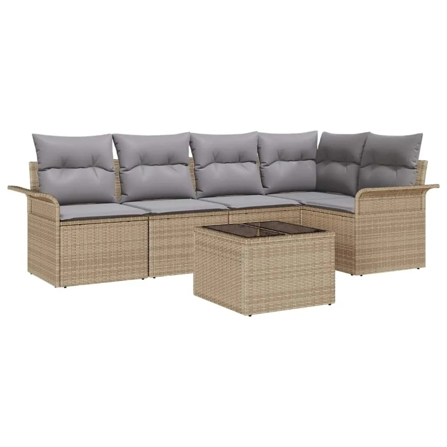 vidaXL Gartensofa-set mit Kissen 6-Tlg Beige Poly-Rattan 3345370 günstig online kaufen