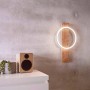 Eglo LED-Wandleuchte Boyal, 1-flammig, schwarz-natur. Wandlampe aus Holz und Metall mit LED-Ring.