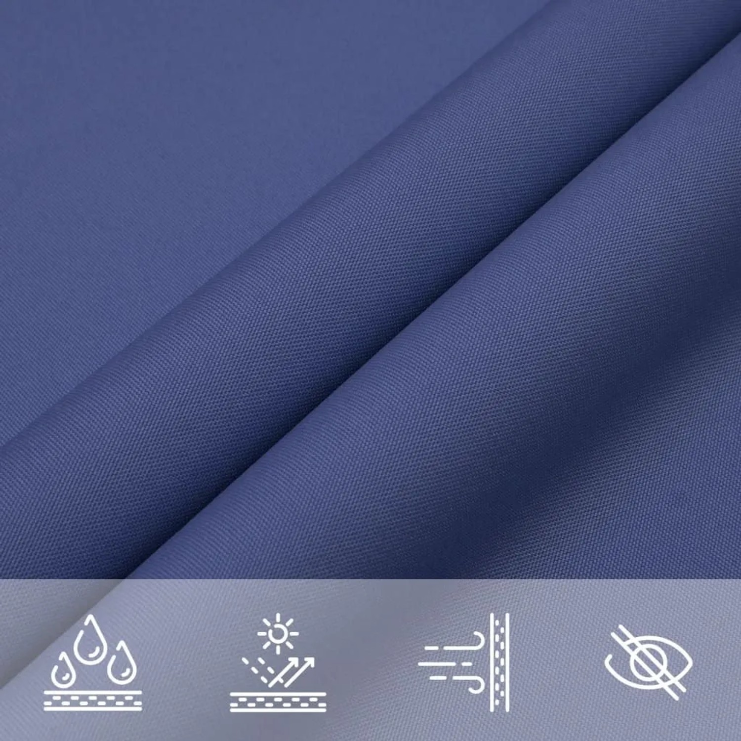 Nahaufnahme des blauen, wasserfesten Oxford-Gewebes für Sonnensegel mit UV-Schutz.