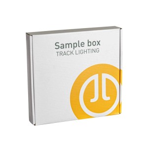 QAZQA Musterbox für Lampen & Leuchten mit Schienen und Farbmustern.