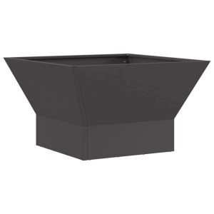 Schwarze vidaXL Feuerstelle aus Stahl, 60x60x35 cm, für Garten und Terrasse.