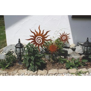 Ferrum Art Design Gartenstecker Sonne, Edelrost-Optik, 128 cm, als Gartendekoration.