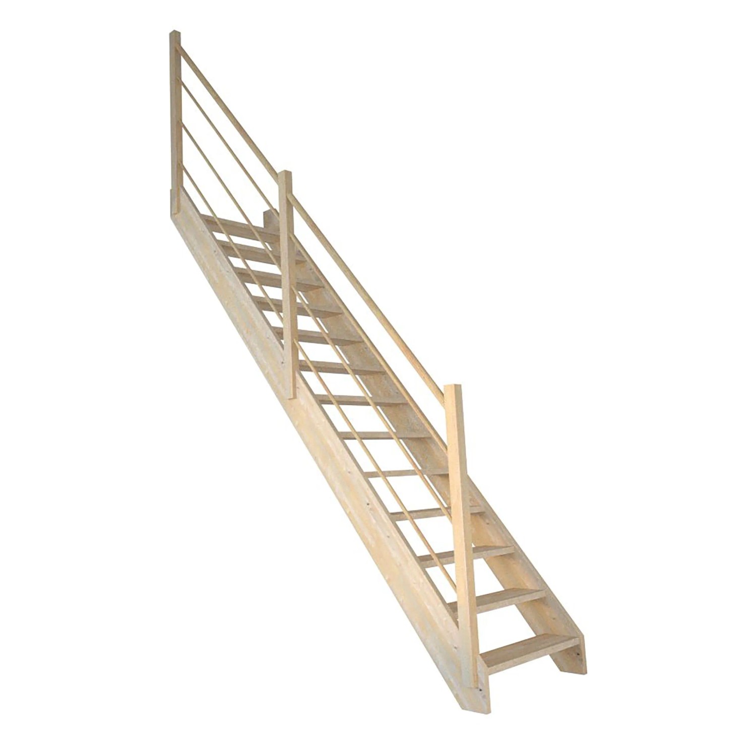 StarWood Treppe Korfu Fichte Gerade Holz-Design-Geländer Links günstig online kaufen
