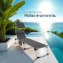 Tectake Aluminium Sonnenliege Lorella Gepolstert  Klappbar Wetterfest und Uv Beständig  200 x 60 50 x 115 cm Grau_8