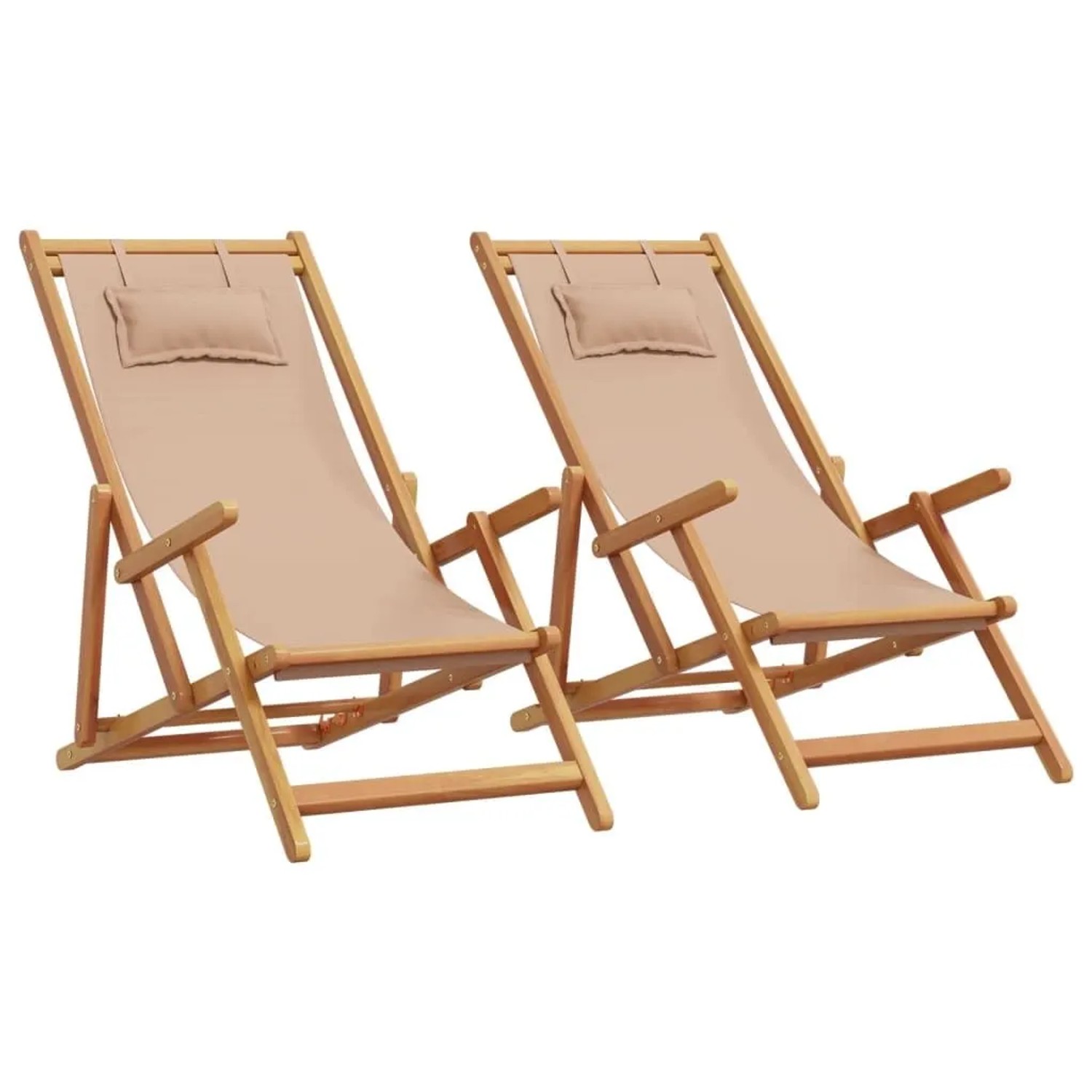 vidaXL Strandstühle 2 Stk Klappbar Taupe Stoff und Massivholz 3214488