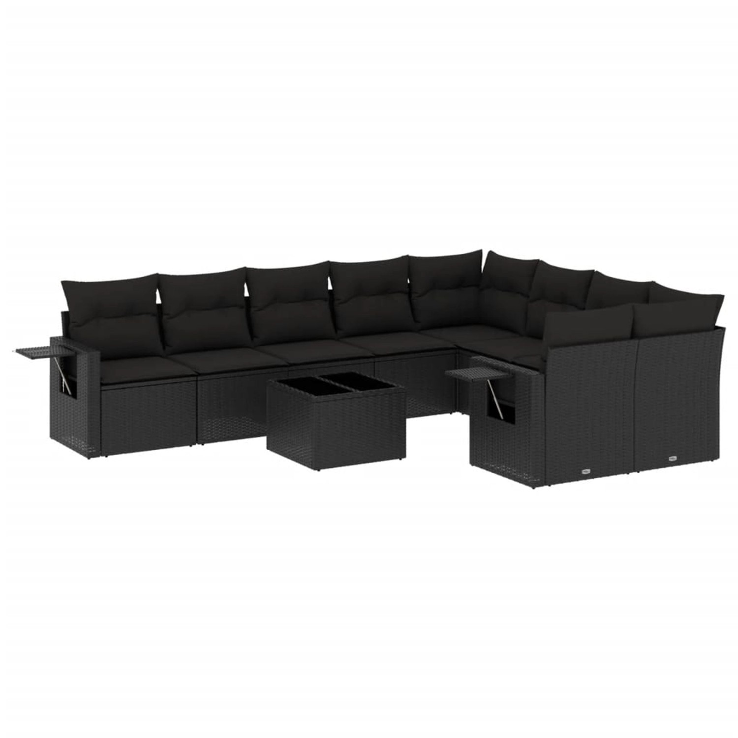 vidaXL 10-Tlg Garten-Sofagarnitur mit Kissen Schwarz Poly Rattan 3220644 günstig online kaufen