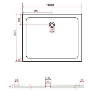 Glasdeals Duschwanne Duschtasse Acryl 5 x 100 x 80 cm 3904