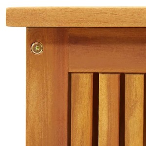 Detailansicht: VidaXL Garten-Aufbewahrungsbox aus Akazienholz, Fokus auf Holzmaserung und Schraube.