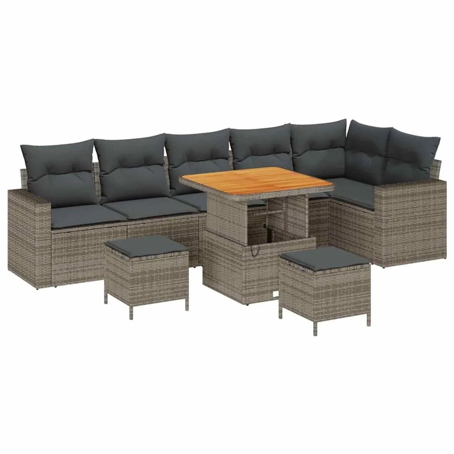 vidaXL Gartensofa-Set mit Kissen 11 Stk Grau Poly-Rattan 3363583 günstig online kaufen