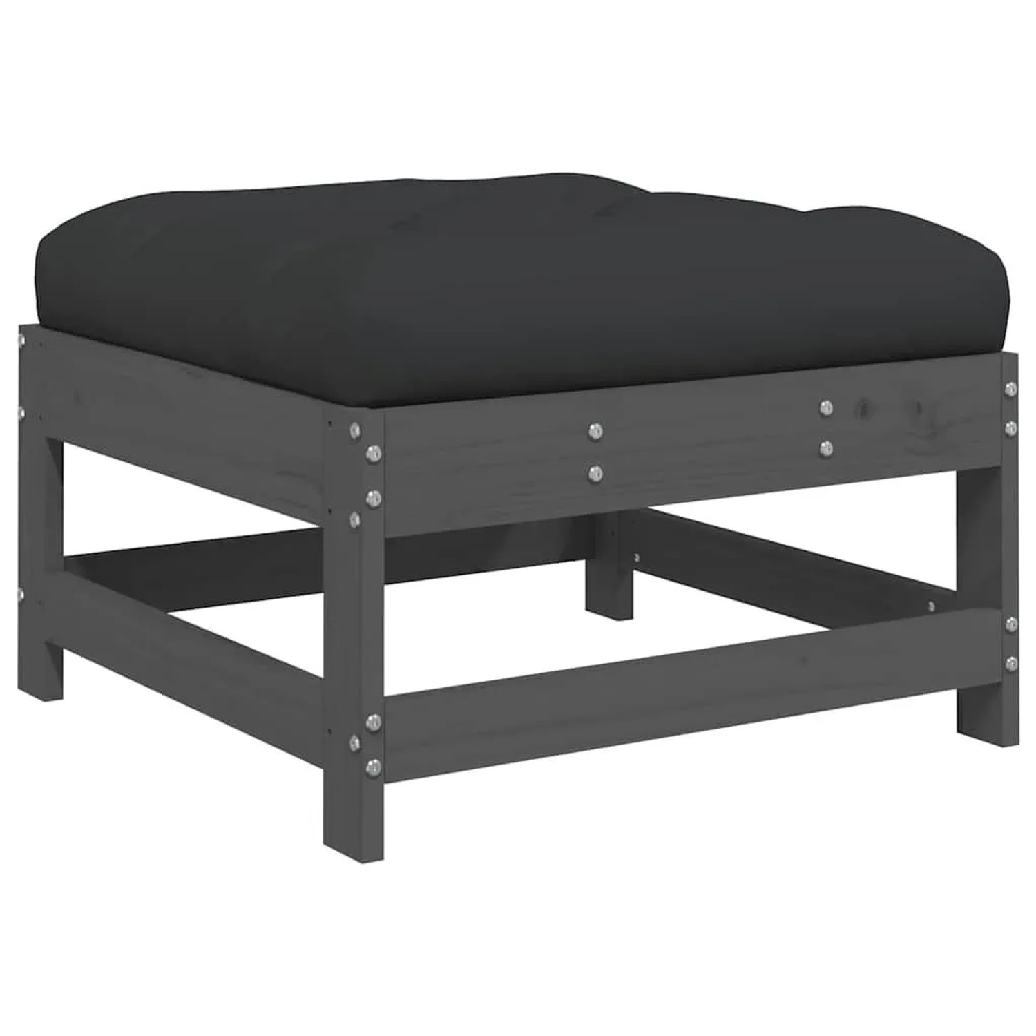 vidaXL Gartenhocker mit Kissen Grau Massivholz Kiefer 825557
