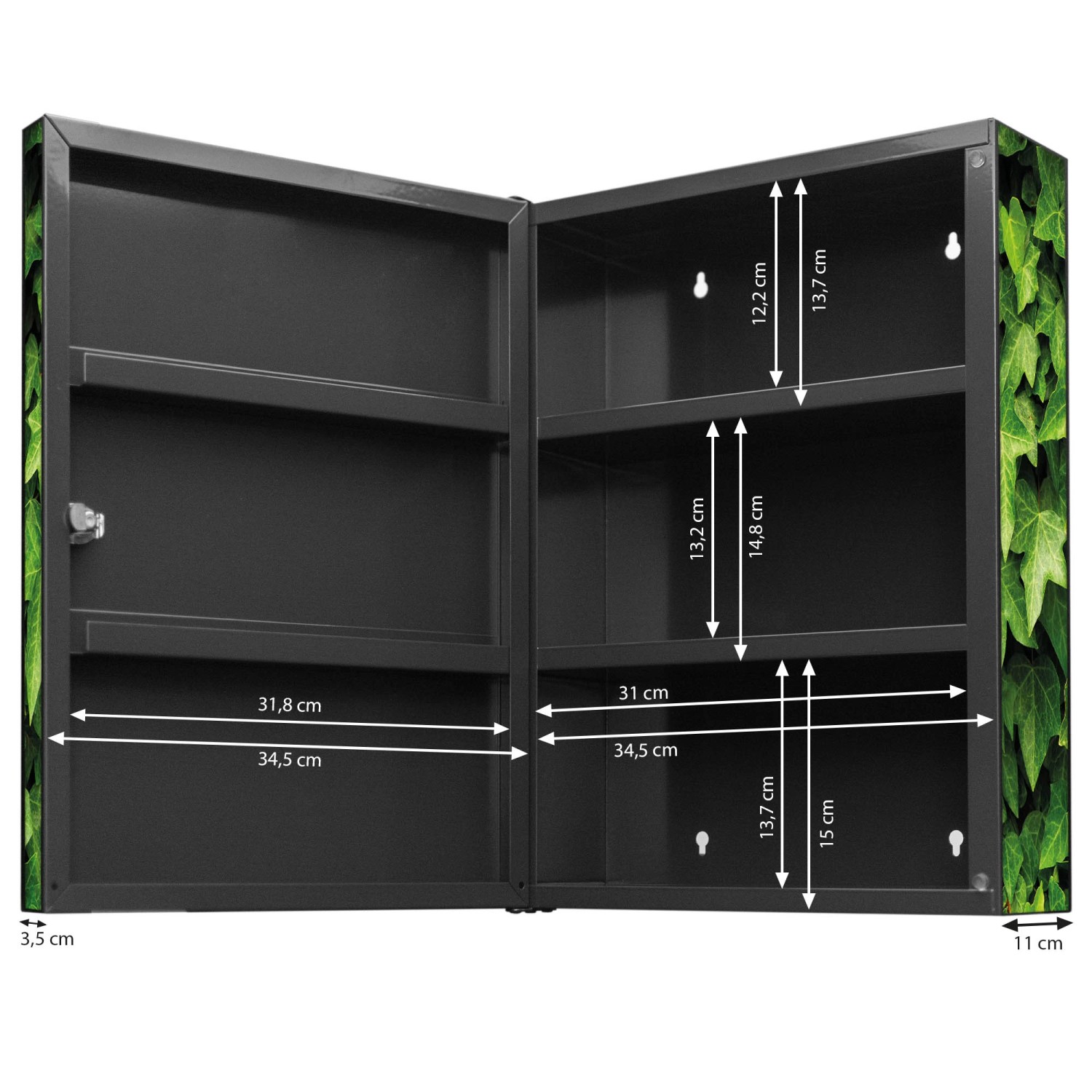 Banjado XXL Medizinschrank Abschliessbar 35x46x15cm Arzneischrank Anthrazit günstig online kaufen