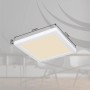 Weiße, quadratische LED-Deckenleuchte Lasse (217x217x17mm) mit einstellbaren Weißtönen.