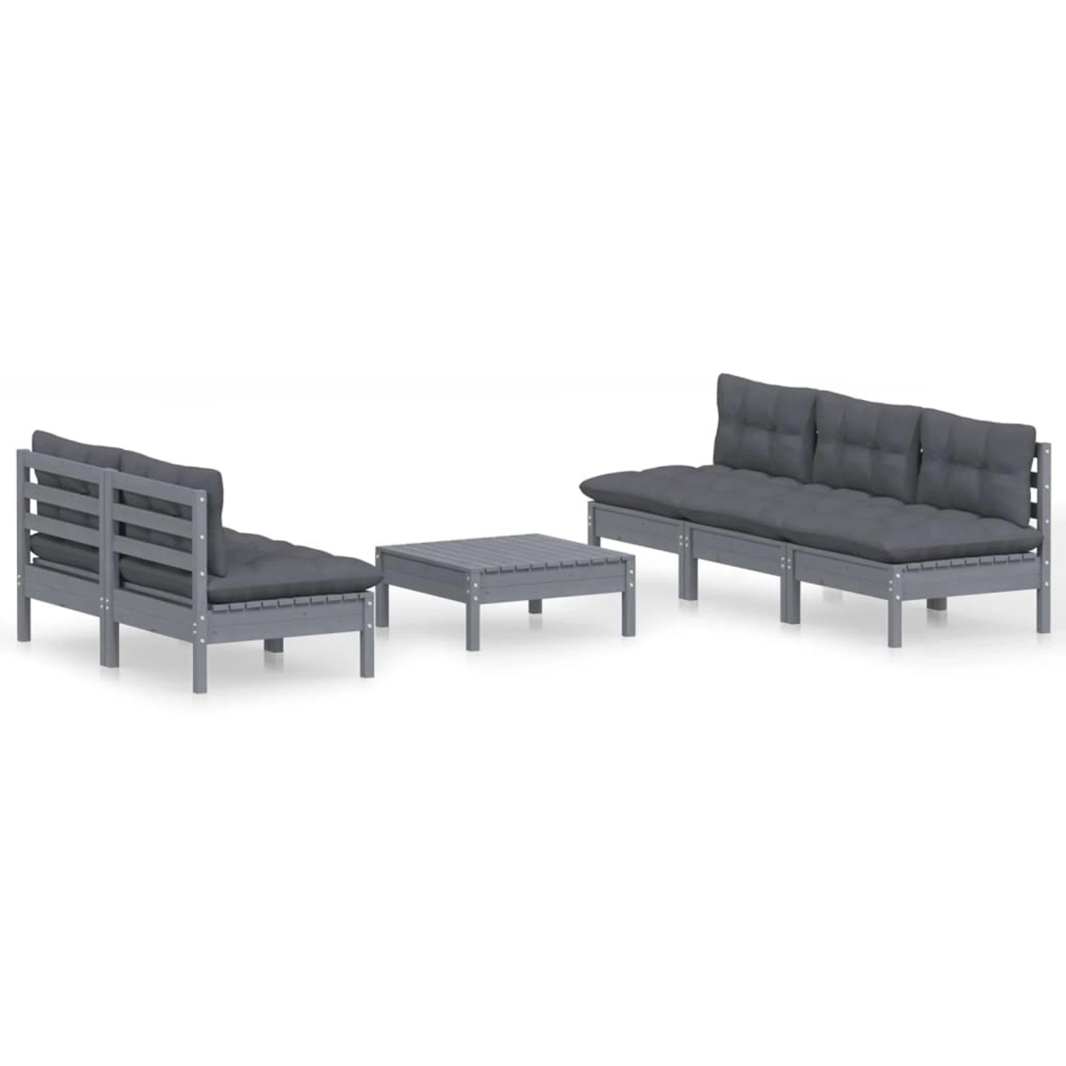 vidaXL 6-tlg Garten-Lounge-Set mit Anthrazit Kissen Kiefernholz Modell 2 günstig online kaufen