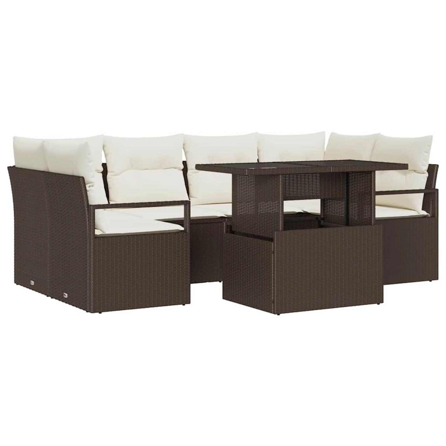 vidaXL Garten-Sofa-Set mit Speicher 7-Tlg Braun Poly Rattan 3357491 günstig online kaufen