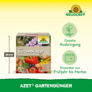 Neudorff Azet Gartendünger 5 kg Packung mit Gemüseabbildung. Organischer Dünger für eine reiche Ernte.