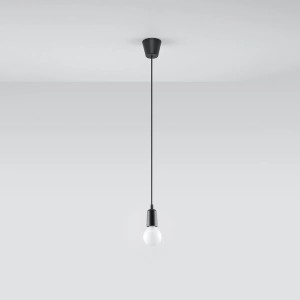 Schwarze Sollux Lighting Hängeleuchte Diego 1 mit E27 Fassung. Minimalistisches Design für Lampen & Leuchten.
