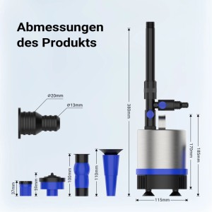Wiltec Edelstahl Springbrunnenpumpe 50W 1750L/H Teichpumpe Aufsatz Aquariumpumpe