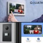Goliath Video Türsprechanlage für 4 Familien, mit schwarzer Aussenstation und Monitor.