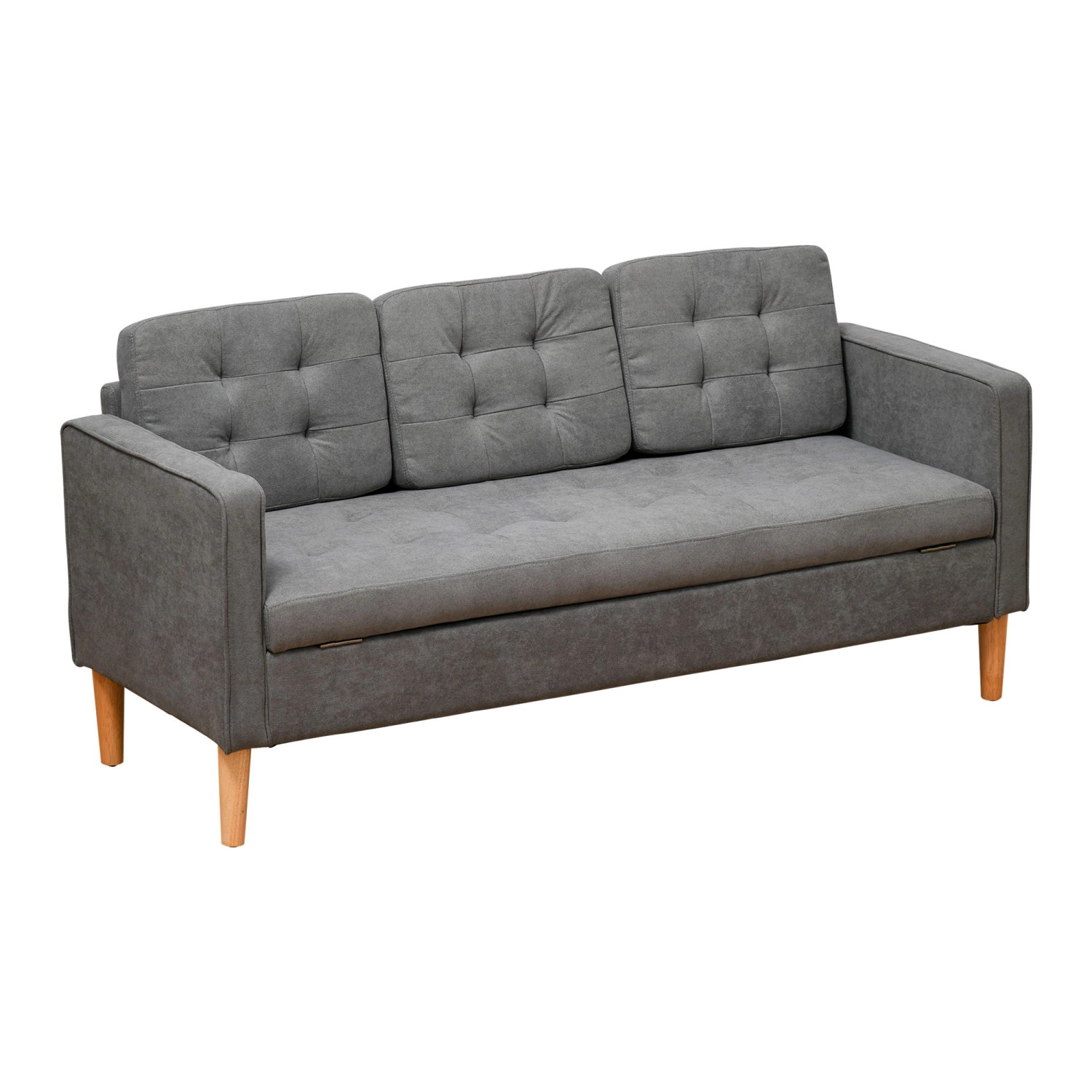 HOMCOM 3 Sitzer Sofa mit Stauraum Holzbeine