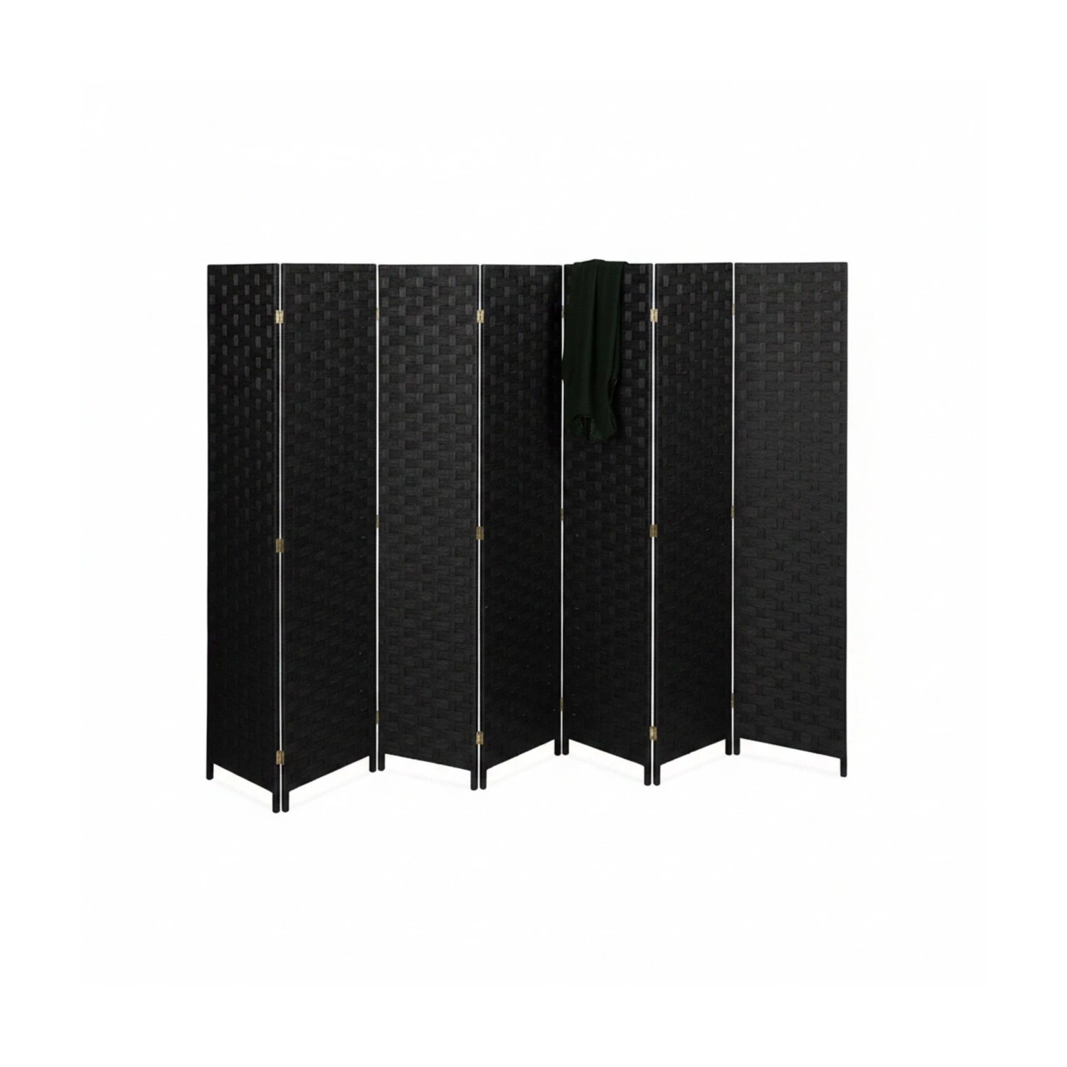 Relaxdays Paravent Holz Schwarz 8-teilig Faltbar 170 cm x 320 cm x 2 cm